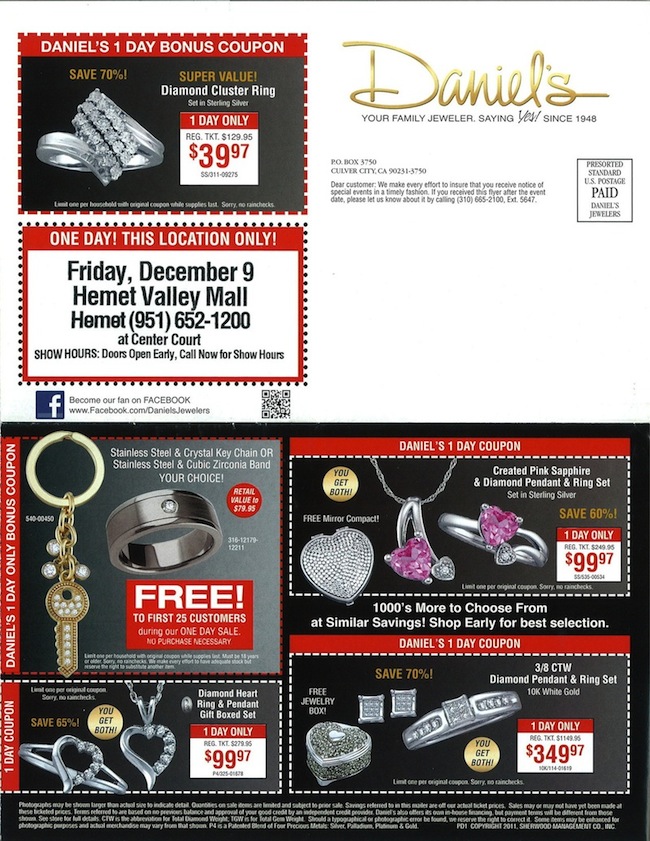 Daniel's One Day Sale December 9th