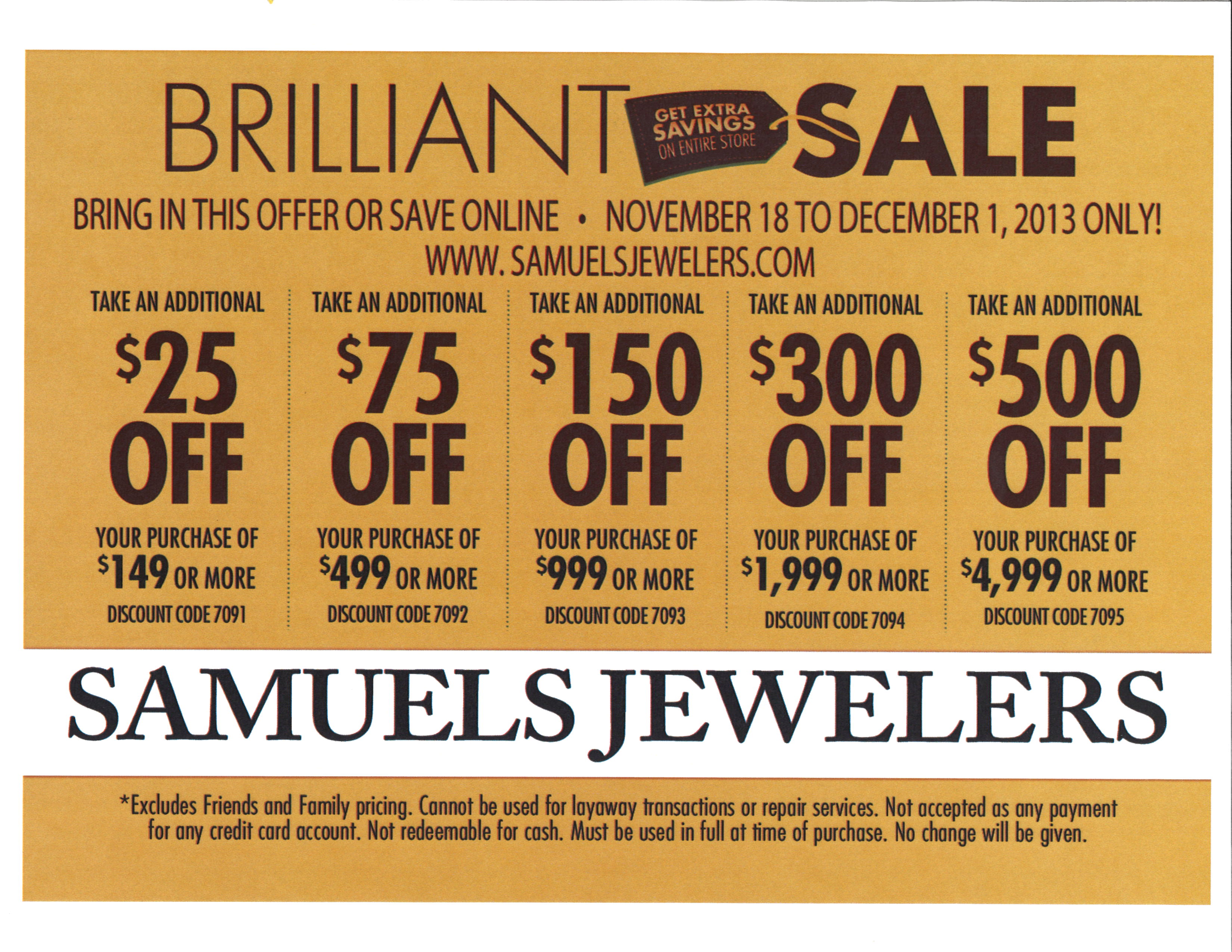 Samuels deals jewelers sale