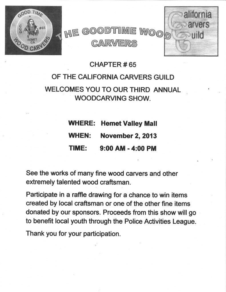 Hemet Valley Mall » Woodcarving Show Nov. 2, 2013